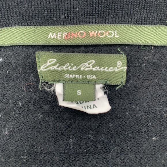 Eddie Bauer Merino Wool Button Cardigan Dark‎ Academia Black Blouse sweater S - Picture 3 of 6